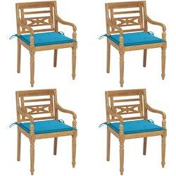 Conjunto 4 Silla Batavia VIDAXL Azul Madera (55x51.5x84 cm)