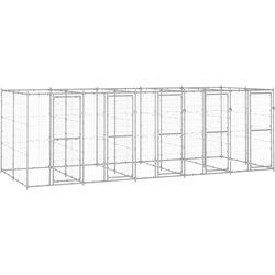 vidaXL Perrera de exterior de acero galvanizado 12,1 m²