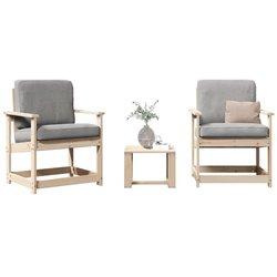 Garden Living Room Set 3 piezas de madera maciza de pino