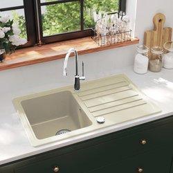 Solo fregadero de cocina del granito del baño beige