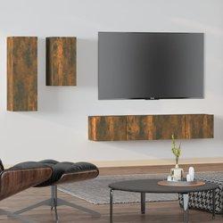 vidaXL Set de muebles de TV 4 pzas madera contrachapada roble ahumado