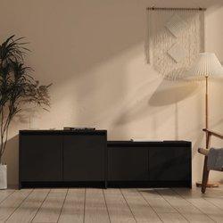 Mueble TV negro 146,5x35x50 cm en Aglomerado