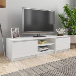 Mueble TV blanco pulido 140x40x35,5 cm de madera multicapa