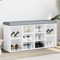 Banco de Zapatos blanco 102x32x50 cm madera multicapa