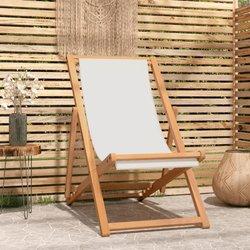 Silla de madera teca 56x105x96 cm crema