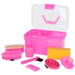 Kerbl Caja de aseo mini para caballos con 8 herramientas rosa 321766