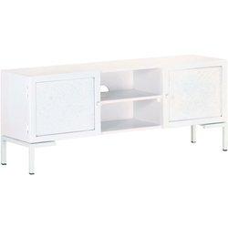 Soporte de TV blanco de madera maciza de mango 115x30x46cm