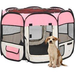 Caja plegable para perros con bolsa de transporte Rosa 90x90x58cm