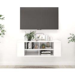 Mueble TV blanco brillante 102x35x35cm madera multicapa