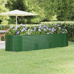 vidaXL Jardinera arriate acero recubrimiento polvo verde 322x100x68 cm