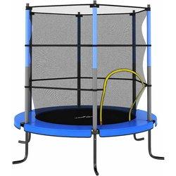 Juego de trampolín con red de seguridad redonda 140x160 cm Azul