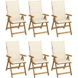 Conjunto 6 Silla de jardín VIDAXL Crema Madera (57x69x111 cm)