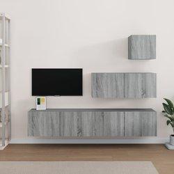 Set de muebles para tv 4 pzas madera contrachapada gris sonoma