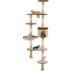 vidaXL Rascador de gato de pared postes de sisal 194 cm beige y marrón