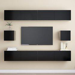 vidaXL Juego de mueble para TV de 6 piezas aglomerado negro