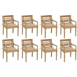 Conjunto 8 Silla Batavia VIDAXL Beige Madera (55x51.5x84 cm)