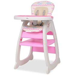 3-en-1 Silla alta convertible con mesa rosa