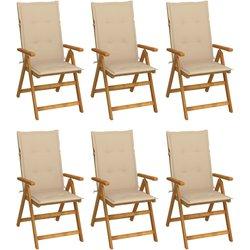 Conjunto 6 Silla de jardín VIDAXL Beige Madera (57x69x111 cm)