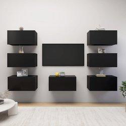 Mueble para TV 7 piezas negro 30,5x30x60 cm madera multicapa