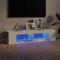 Soporte para TV con luces LED Blanco pulido 135x39x30 cm