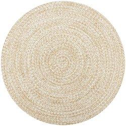 Alfombra artesanal de yute blanco natural de 150 cm