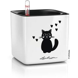 LECHUZA Macetero de mesa CUBE glossy CAT 14 ALL-IN-ONE brillo blanco