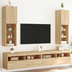 Mueble TV con luces LED 2 piezas Sonoma Oak 30,5x30x102 cm