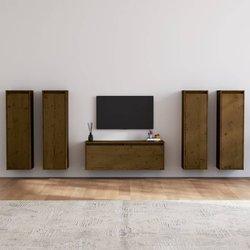 Conjunto 5 Mueble de TV VIDAXL Marrón Madera (100x30x35 cm)