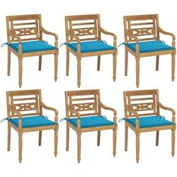 Conjunto 6 Silla Batavia VIDAXL Azul Madera (55x51.5x84 cm)