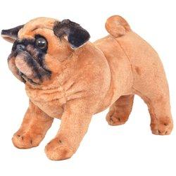 vidaXL Perro pug de peluche de pie marrón claro XXL