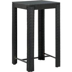 Mesa de Bar de jardín negro 60,5x60,5x110,5 cm Polyrattan