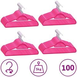 100 Pcs Anti-Slip Pink Velvet Coat Hanger Set