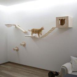 Kerbl Recorrido mural para gatos Andes blanco y natural 52x40x30 cm