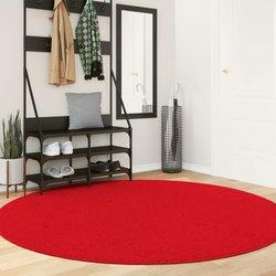 Alfombra suave y lavable HUARTE de pliegue corto Rojo Ø 200 cm