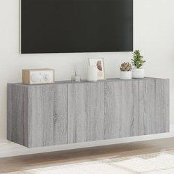 Muebles de pared de TV con luces LED 2 piezas Sonoma gris 60x35x41 cm