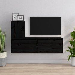 Conjunto 3 Mueble de TV VIDAXL Negro Madera (60x30x35 cm)