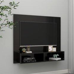 vidaXL Mueble de TV de pared aglomerado negro brillante 102x23,5x90 cm