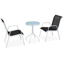 3 piezas de acero negro Bistro Set