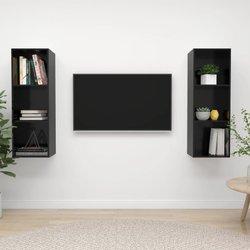 Gabinete brillante Negro del chipboard TV de 2 PC