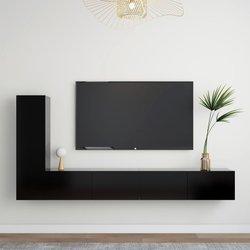 vidaXL Set de muebles de salón TV 3 pzas madera de ingeniería negro