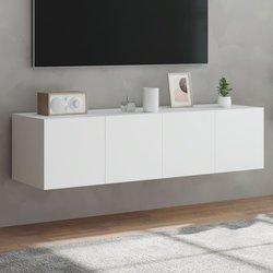 Muebles de pared TV con luces LED 2 piezas blanco 60x35x31 cm