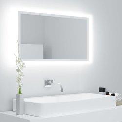 Espejo de baño con LED acrílico blanco 80x8,5x37 cm