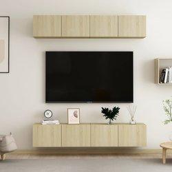 Mueble TV 4 piezas Sonoma Oak 80x30x30 cm Madera multicapa