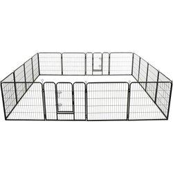 Caja para perros con 16 paneles en acero 80x80 cm negro