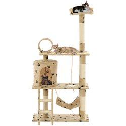 Árbol para Gatos y Rascadores Sisal 140 cm Estampado Beige Paws