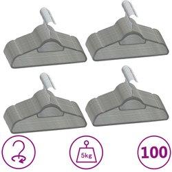 100 Pcs Anti-Slip Grey Velvet Coat Hanger Set