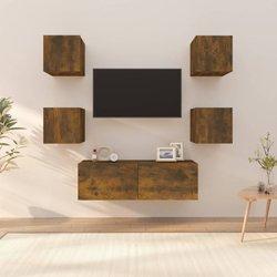 Conjunto de muebles de TV de pared de humo de madera multicapa