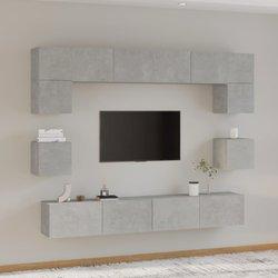 Muebles de puerta de TV Set 8 piezas gris madera hormigón multicapa