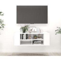 Mueble de TV de pared blanco 102x35x35cm madera multicapa