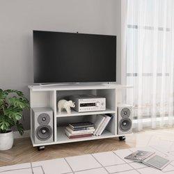 vidaXL Mueble de TV con ruedas contrachapada blanco brillo 80x40x40 cm